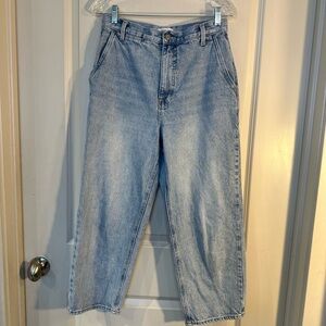 Pistola Light Wash Barrel/ Ballon Baggy Straight Leg High Rise Jeans, Size 27
